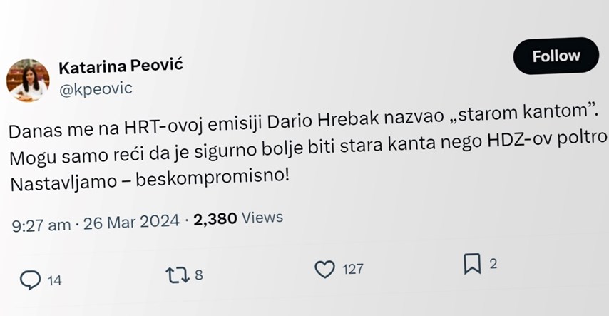 Peović se požalila nakon emisije na HRT-u: Hrebak me nazvao starom kantom