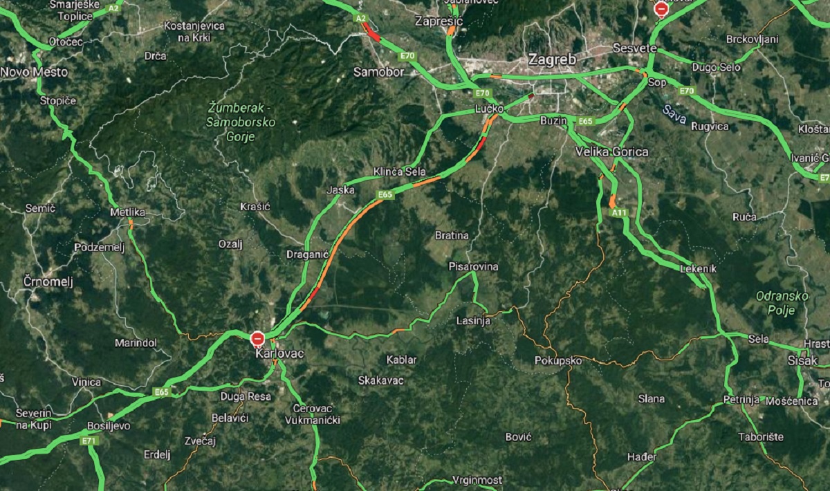 Gužva na autocesti A1 od Karlovca prema Zagrebu