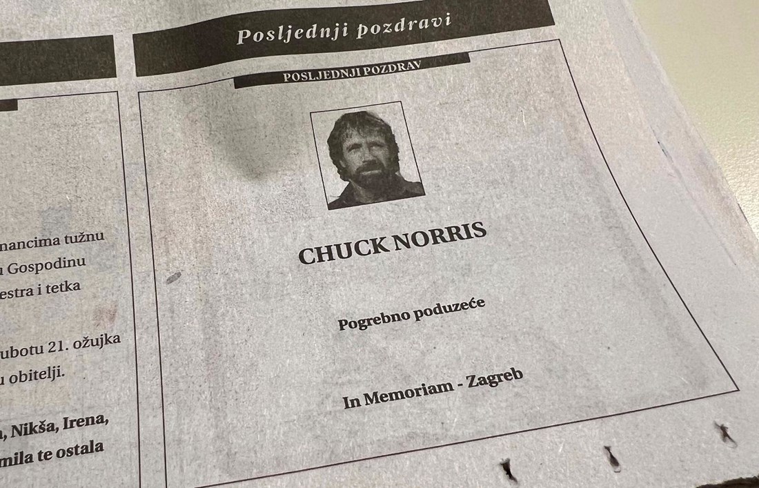 U hrvatskim novinama osvanuo posljednji pozdrav Chucku Norrisu