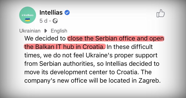 Vodeća ukrajinska IT tvrtka: Zatvaramo ured u proruskoj Srbiji, selimo se u Zagreb
