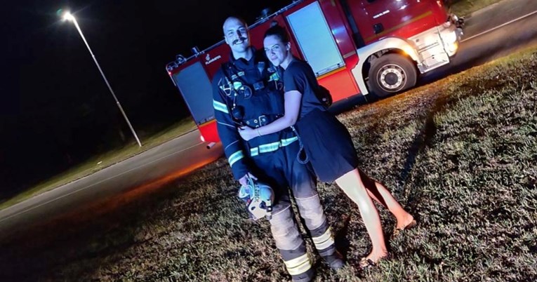 VIDEO Vatrogasca iz Osijeka u košari podigli do prozora njegove cure da ju zaprosi