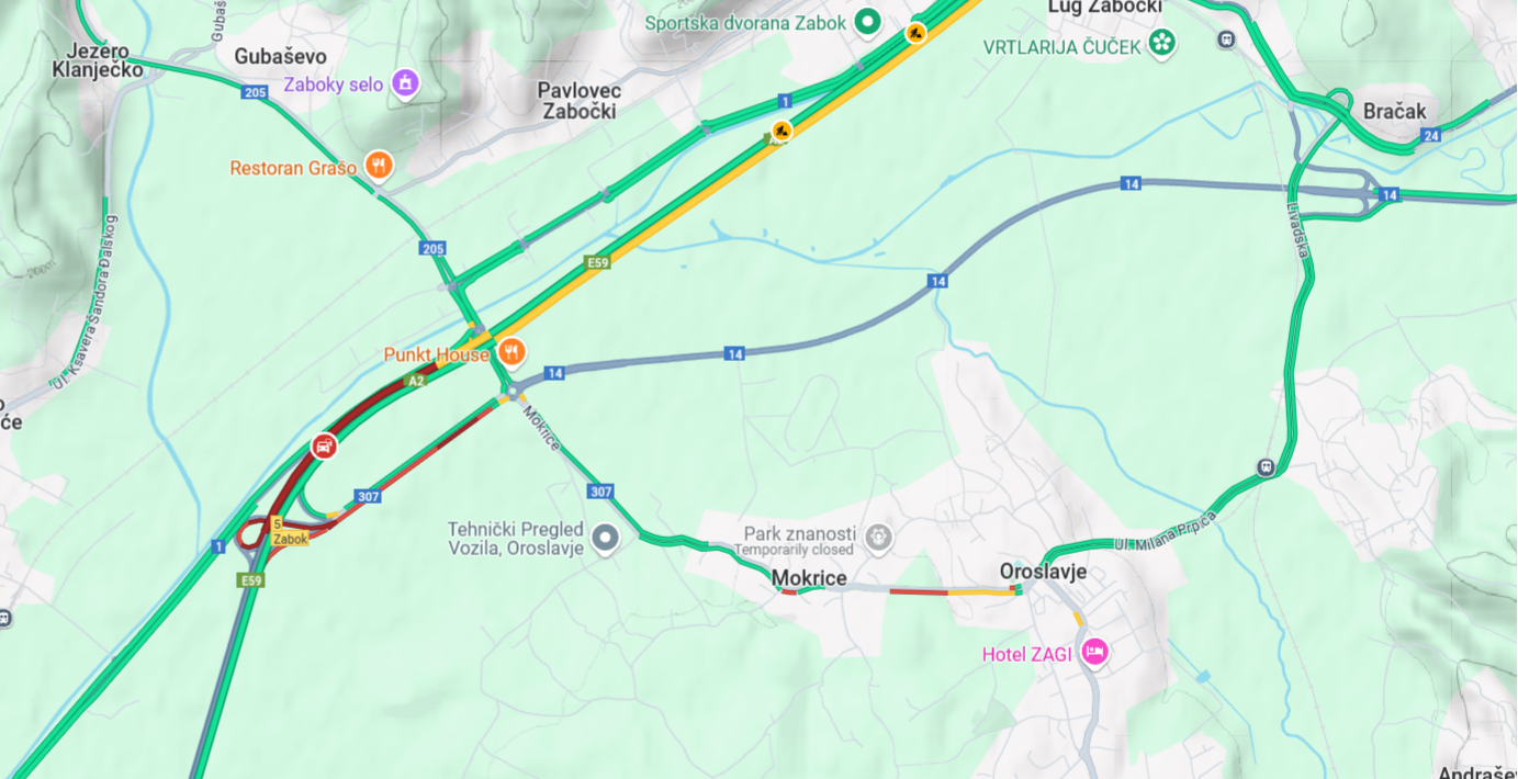Zbog nesreće prekinut promet na autocesti A2 između Zaboka i Zaprešića