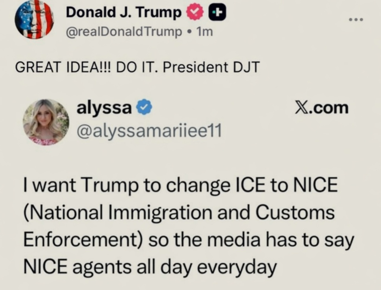 Trumpu se sviđa ideja o preimenovanju imigracijske agencije ICE u NICE
