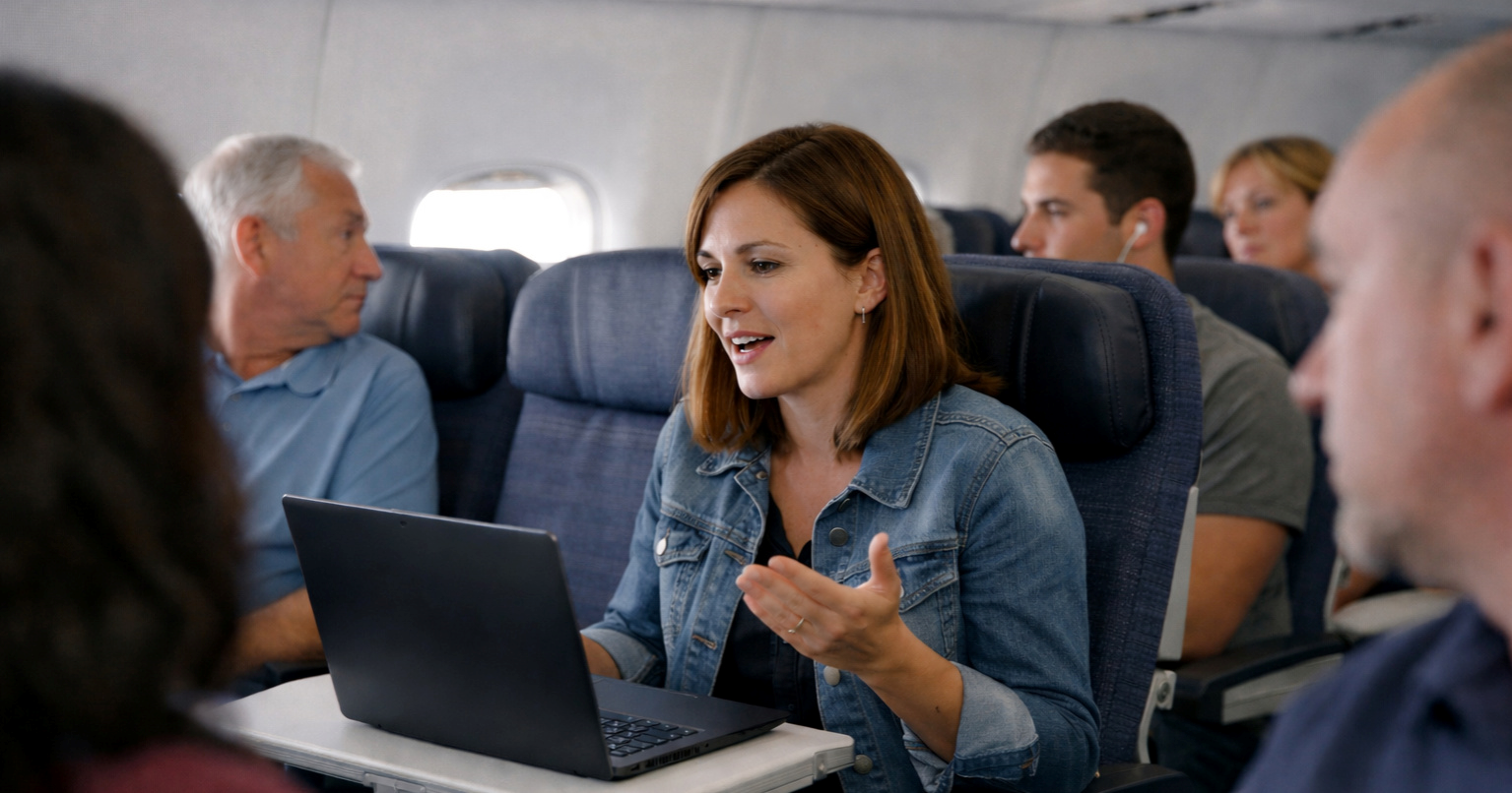 Putnica u avionu razbjesnila suputnike glasnim poslovnim sastankom