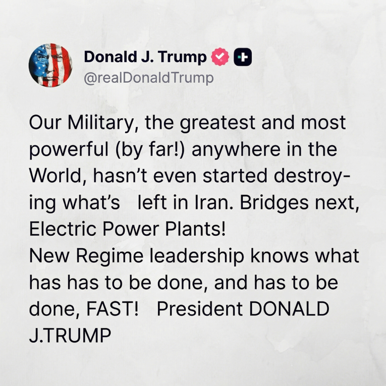 Trump prijeti Iranu: "Novi režim zna što mora učiniti, na redu su elektrane"