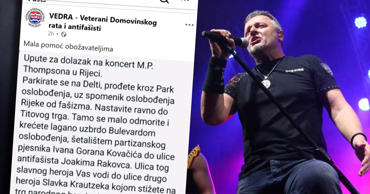 Ratni veterani objavili "upute" za dolazak na Thompsonov koncert u Rijeci