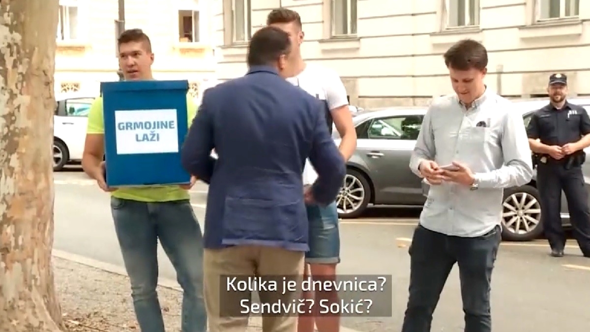 Mladež HDZ-a došla na Grmojinu presicu. Grmoja: Kolika je dnevnica? Sendvič? Sokić?