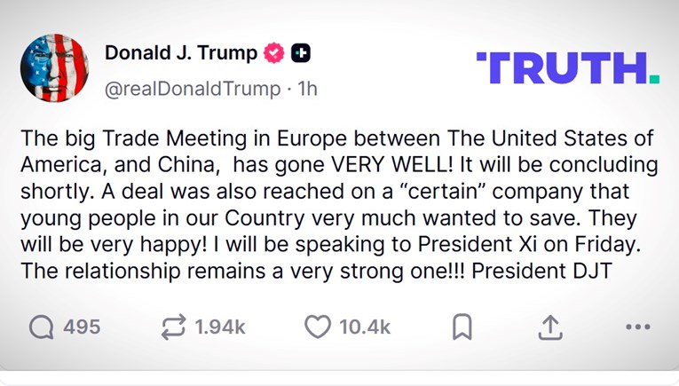 Trump: "Važan sastanak s Kinom prošao je JAKO DOBRO!" Zna se i što će biti s TikTokom