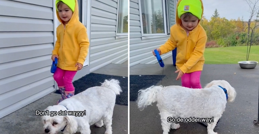 Djevojčica htjela pomoći psu da se otpetlja iz povodca pa nasmijala ljude do suza