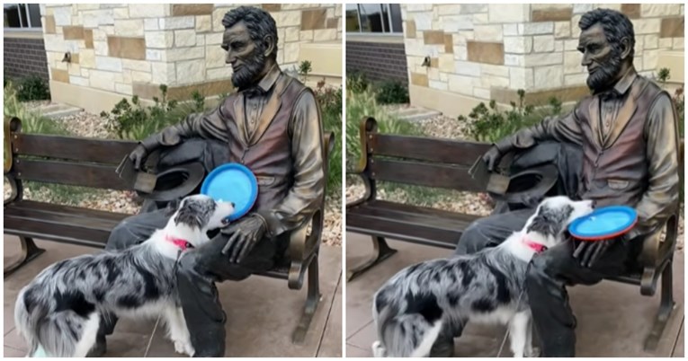 VIDEO Ovaj pas ne razumije zašto mu kip Abrahama Lincolna ne želi baciti frizbi