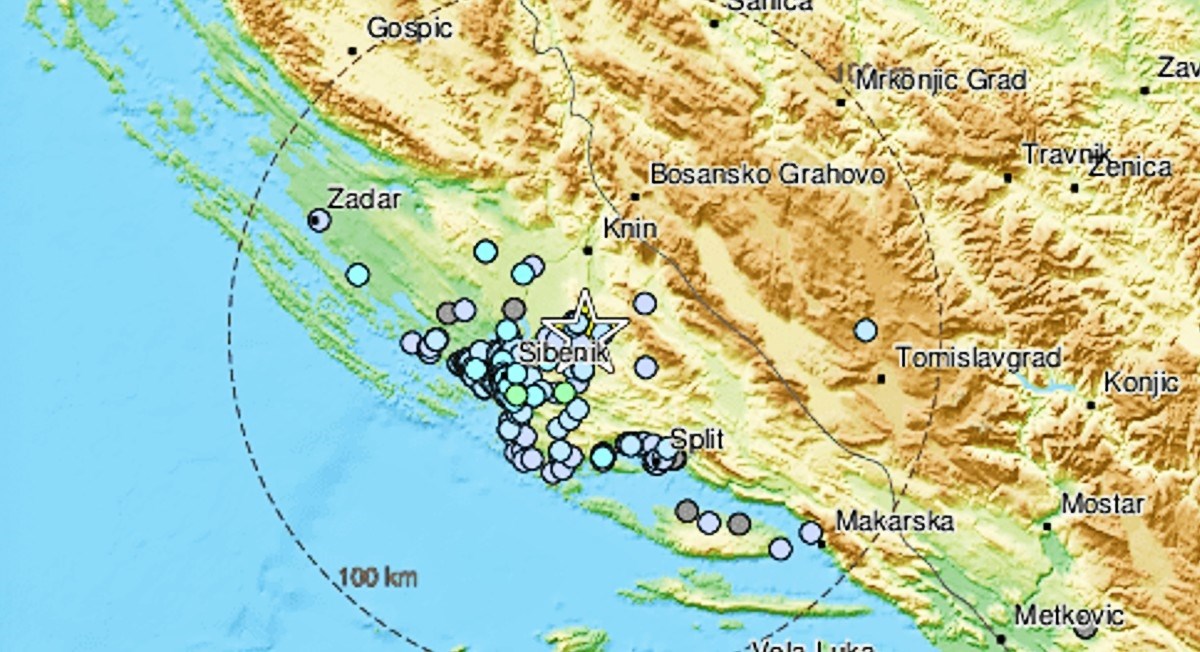 Potres magnitude 3.5 kod Šibenika