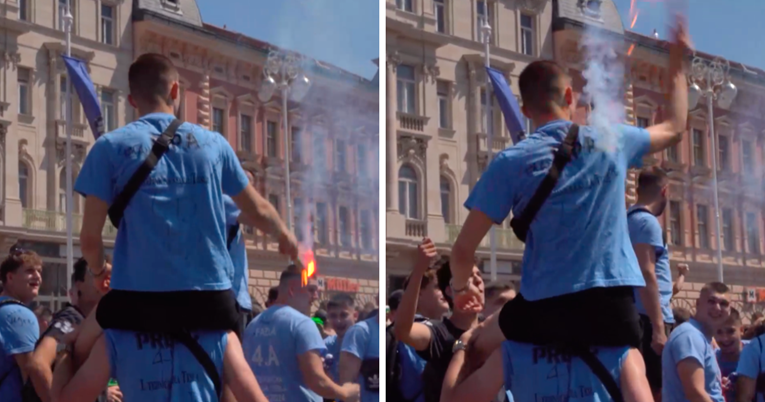 VIDEO Pogledajte trenutak kad je maturant bacio baklju među gomilu učenika na Trgu