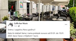 Zagrebački kafić: "Da olakšamo i vama i nama, kava je do 15. siječnja 1 euro"