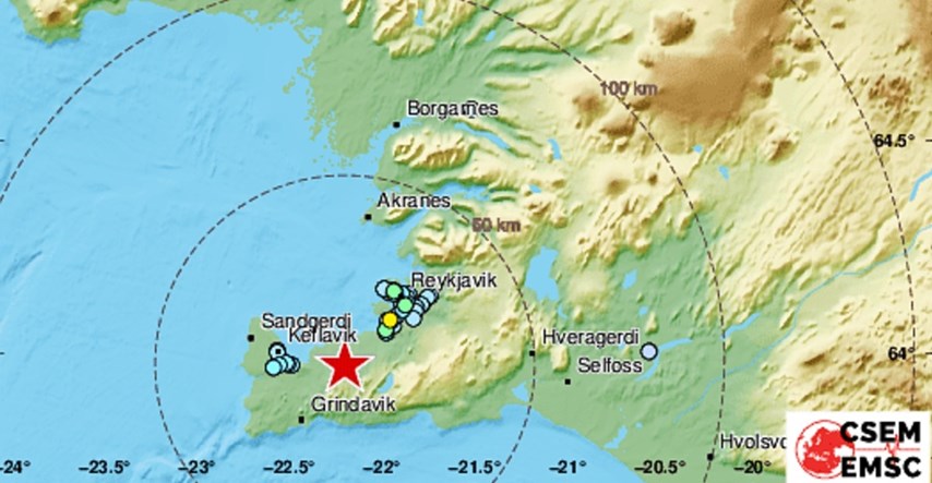 Neprekidna serija potresa kod Reykjavika, najjači jutros bio je magnitude 5.2