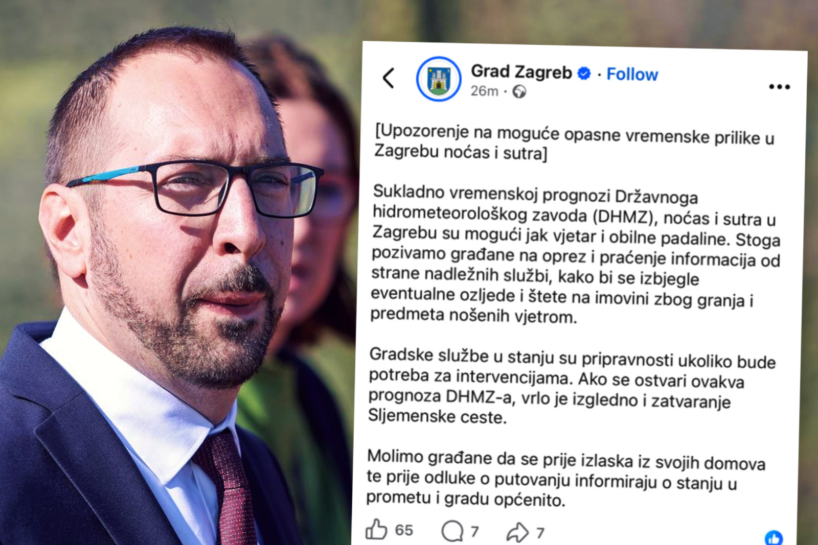 Grad Zagreb objavio upozorenje: Stiže nevrijeme, informirajte se prije izlaska iz kuće