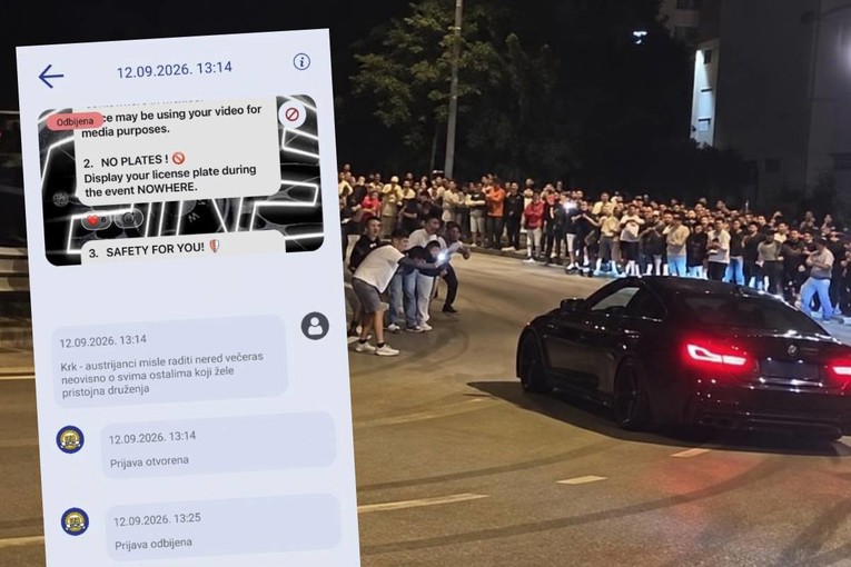 Policija je upozorena na ilegalni car meet u 13:14, prijava odbijena nakon 11 minuta