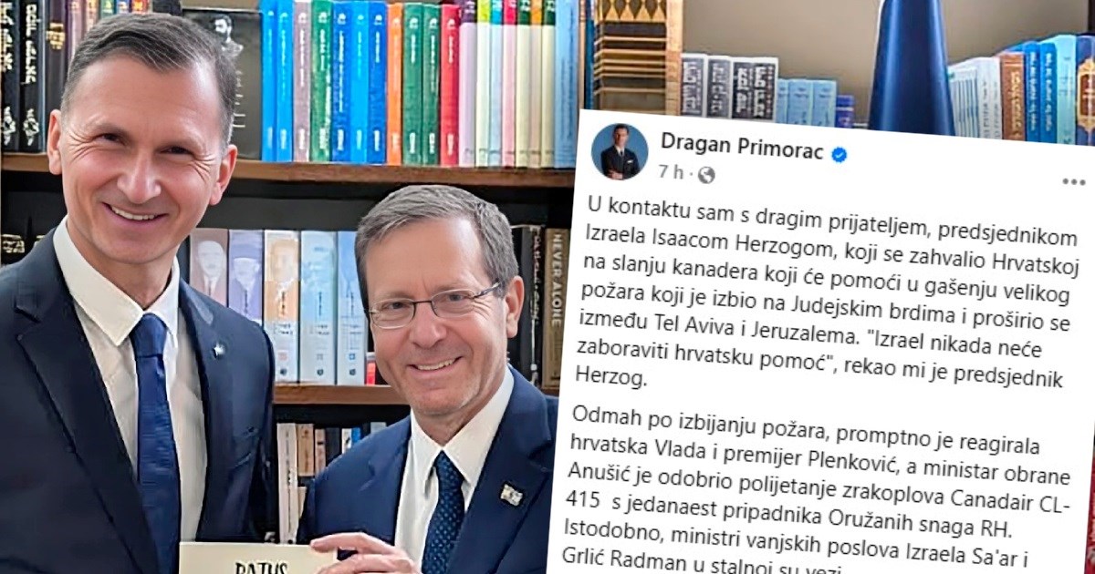 Primorac: U kontaktu sam s predsjednikom Izraela, zahvalio je na kanaderu
