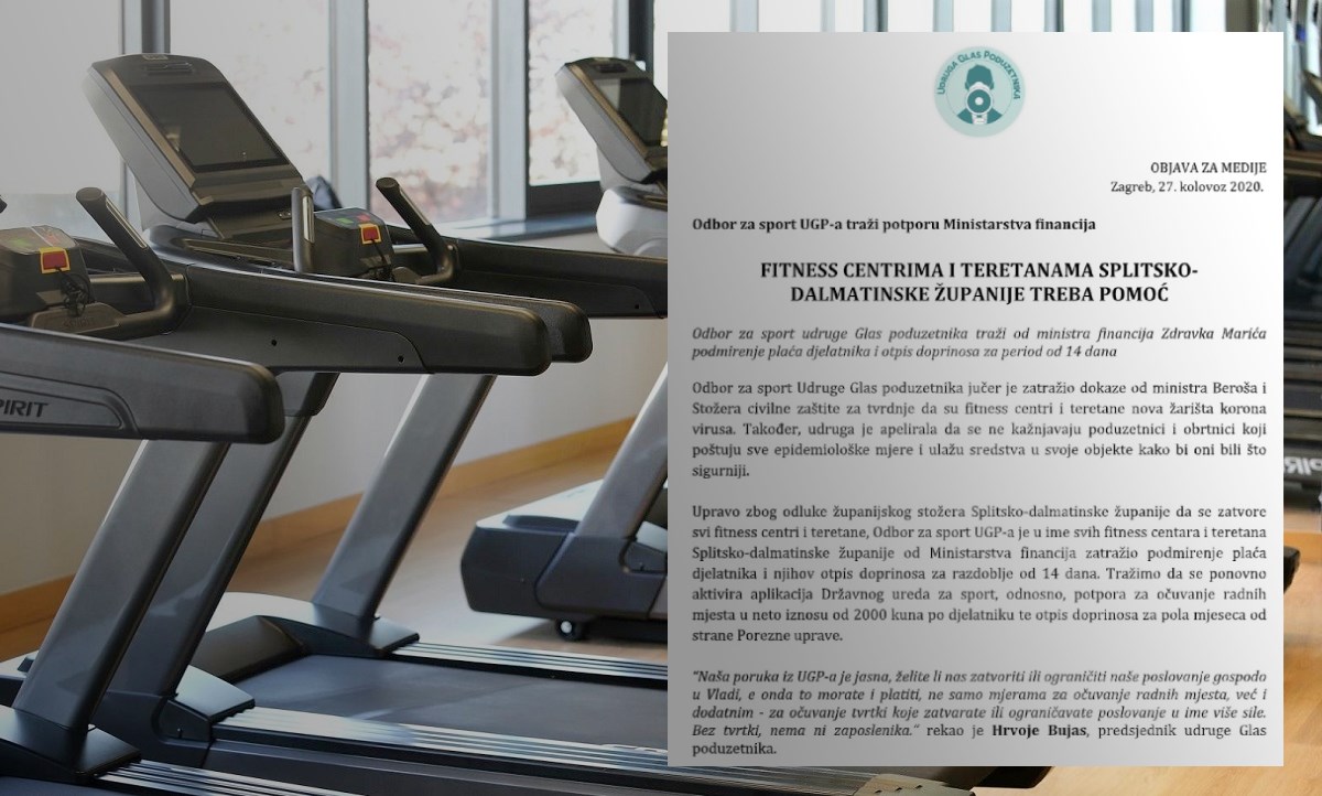 Glas poduzetnika traži od vlade da isplati plaće radnicima zatvorenih teretana