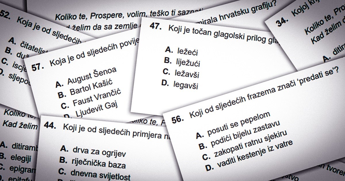KVIZ Pitanja koja su postavljena na državnoj maturi iz hrvatskog. Znate li odgovore?