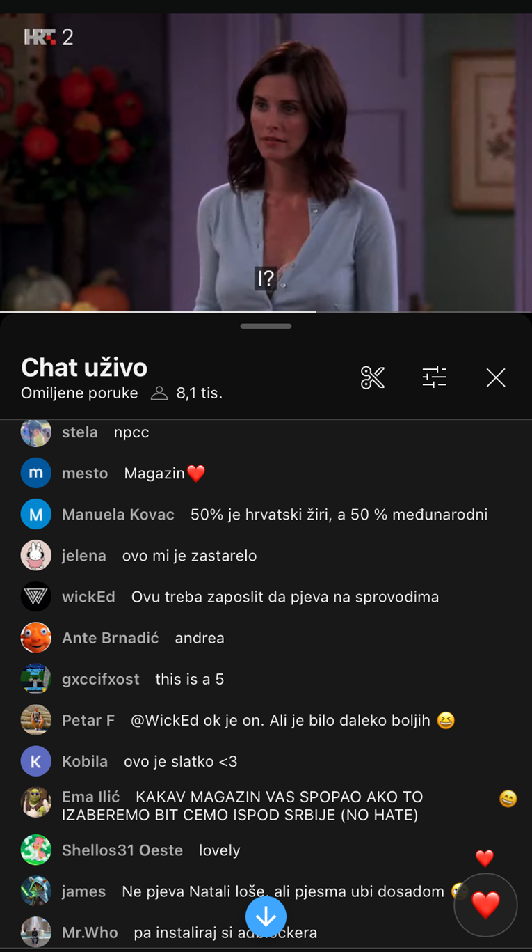 "Što se događa?": Tijekom prijenosa Dore na YouTubeu iskočio isječak iz - Prijatelja