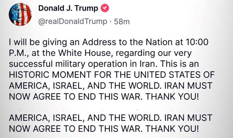 Trump nakon napada na Iran: Povijesni trenutak. Iran sad mora prekinuti rat