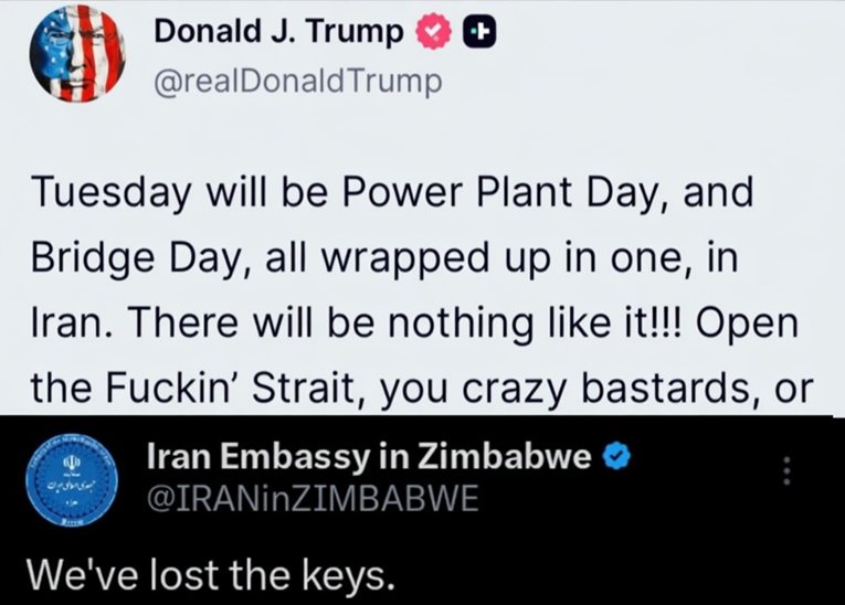 Trump: Otvorite je*eni Hormuz, ludi gadovi. Iran: Izgubili smo ključeve