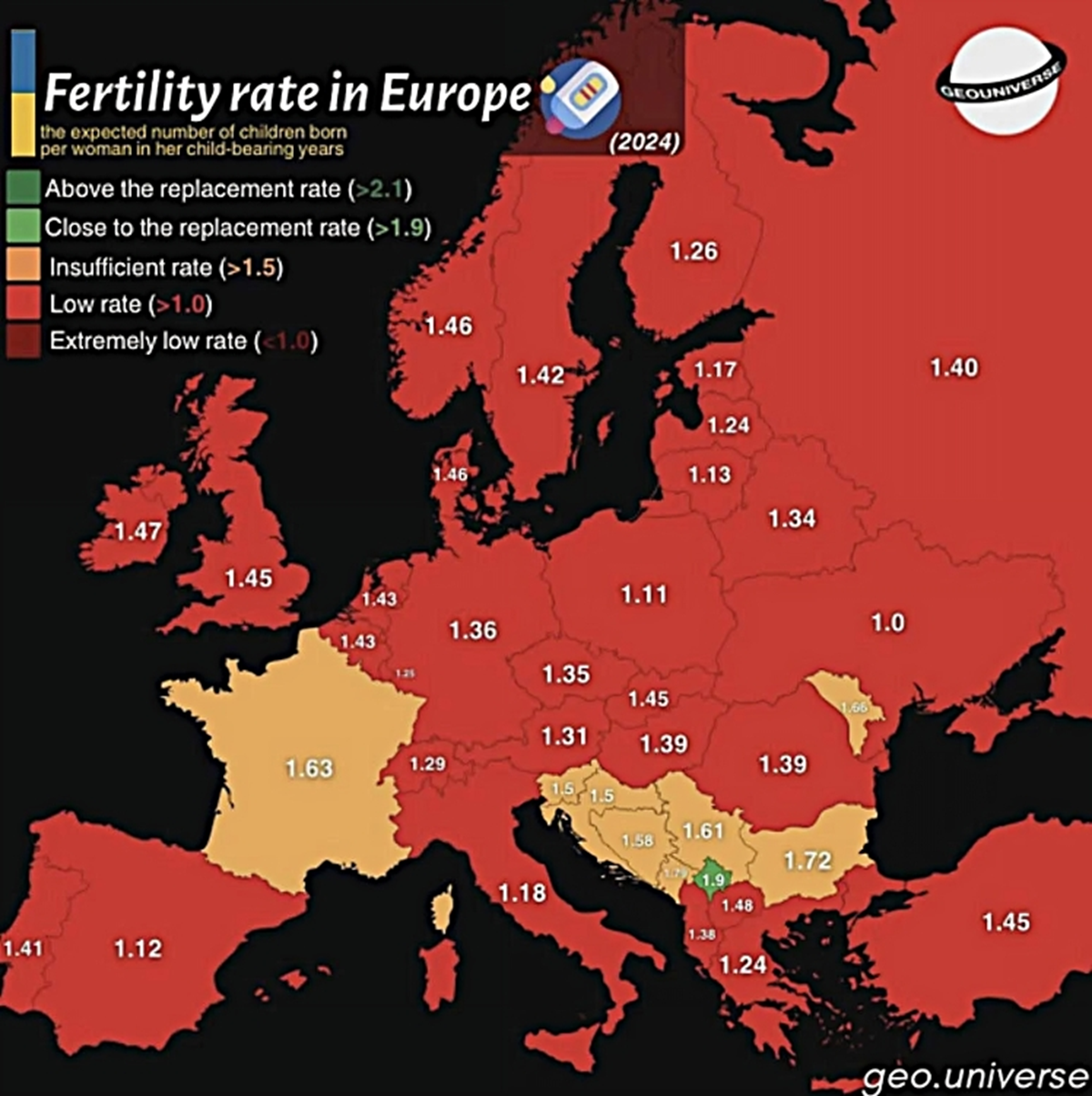 Musk podijelio kartu fertiliteta u Europi. Samo se Kosovo zeleni