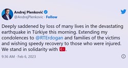 Plenković izrazio sućut zbog potresa u Turskoj