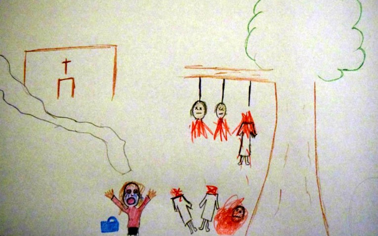 Ovu strašnu sliku nacrtala je migrantica iz Iraka. Curica ima 9 godina