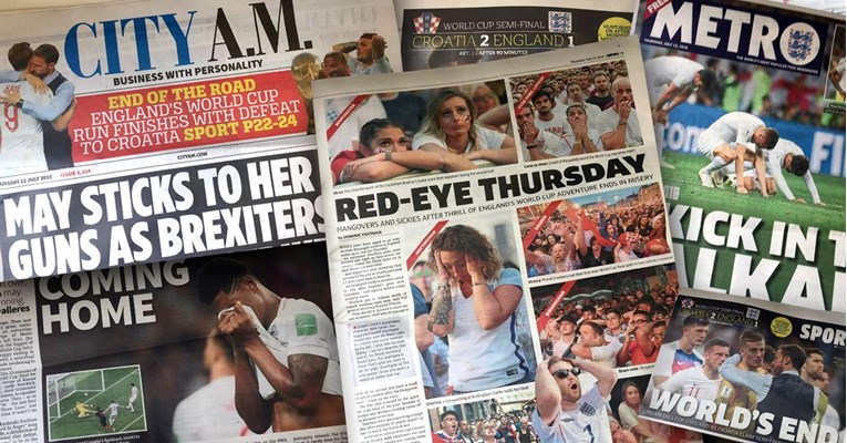 Ovako jutros izgledaju engleske naslovnice: "A kick in the Balkans! Hrvatska je slomila srce nacije!"