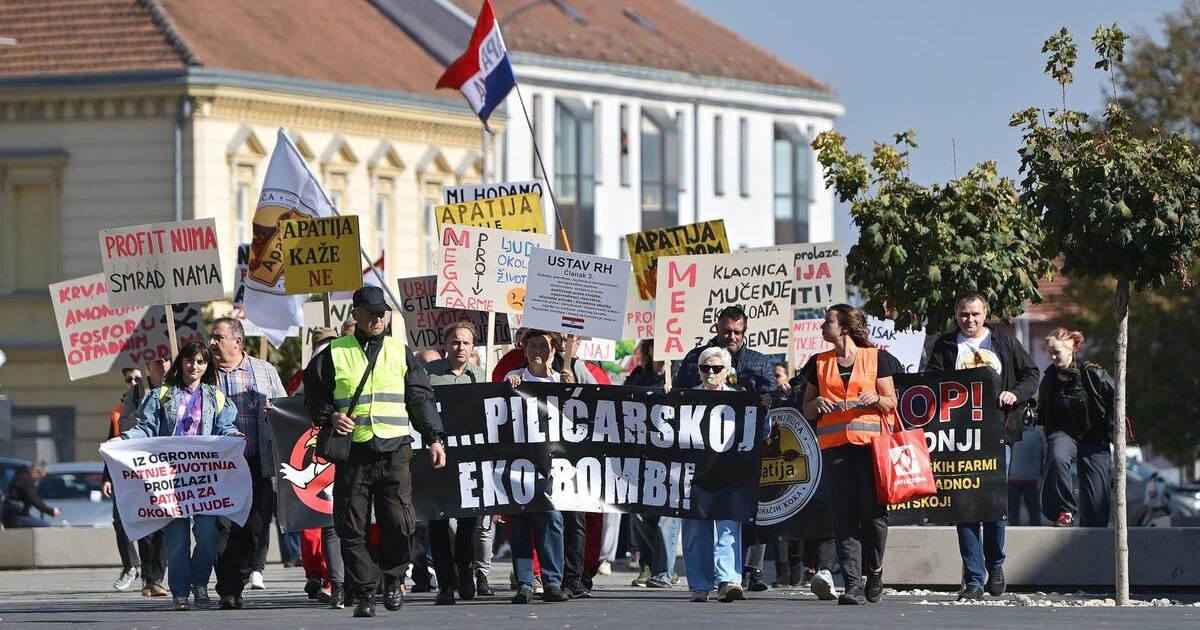 FOTO Prosvjed protiv megafarmi pilića u Koprivnici. Građani traže obustavu rada