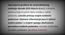 AZOP poziva građane da pitaju EOS Matrix jesu li procurili njihovi podaci