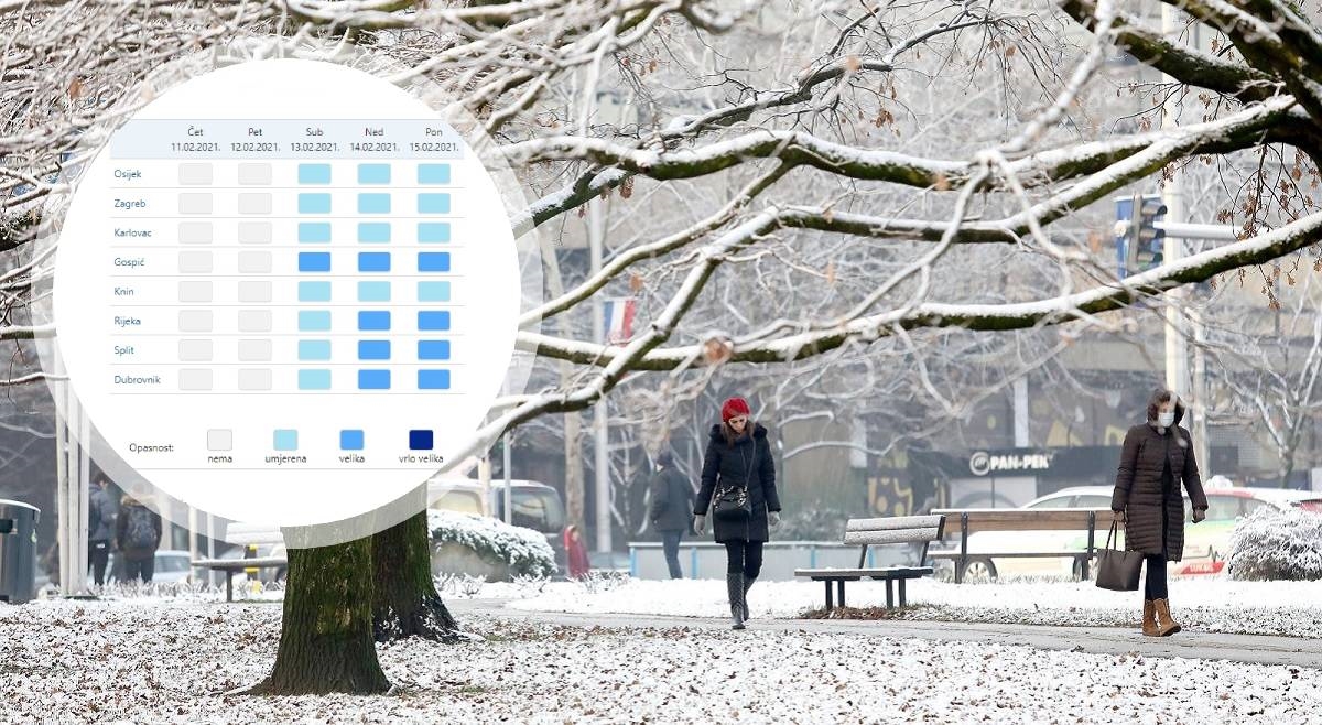 Jutros u dijelovima zemlje i do -15°C. Bit će još hladnije, najavljen i snijeg