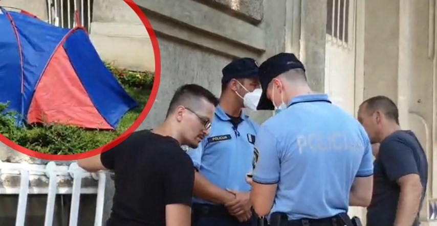 VIDEO Očevi zbog Beroševe odluke postavili šator pred Klaićevom, došla policija