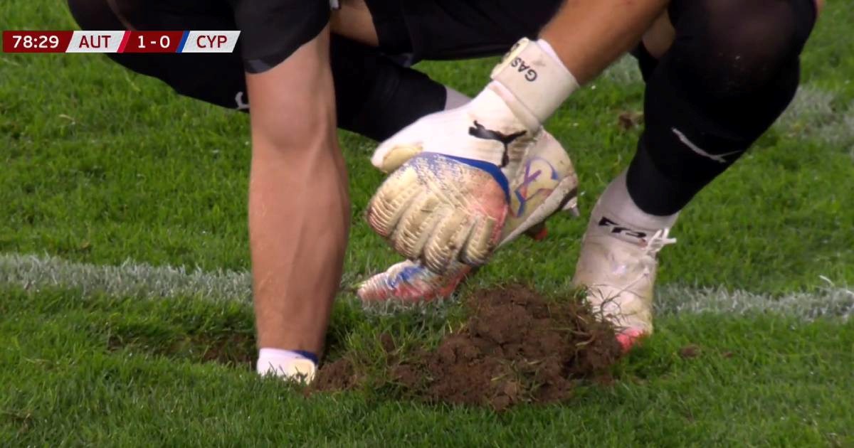 Usred utakmice pojavila se rupa na terenu. Pogledajte reakciju austrijskog golmana