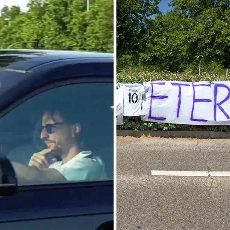 FOTO Modrićev zadnji trening u Madridu. Dočekao ga transparent
