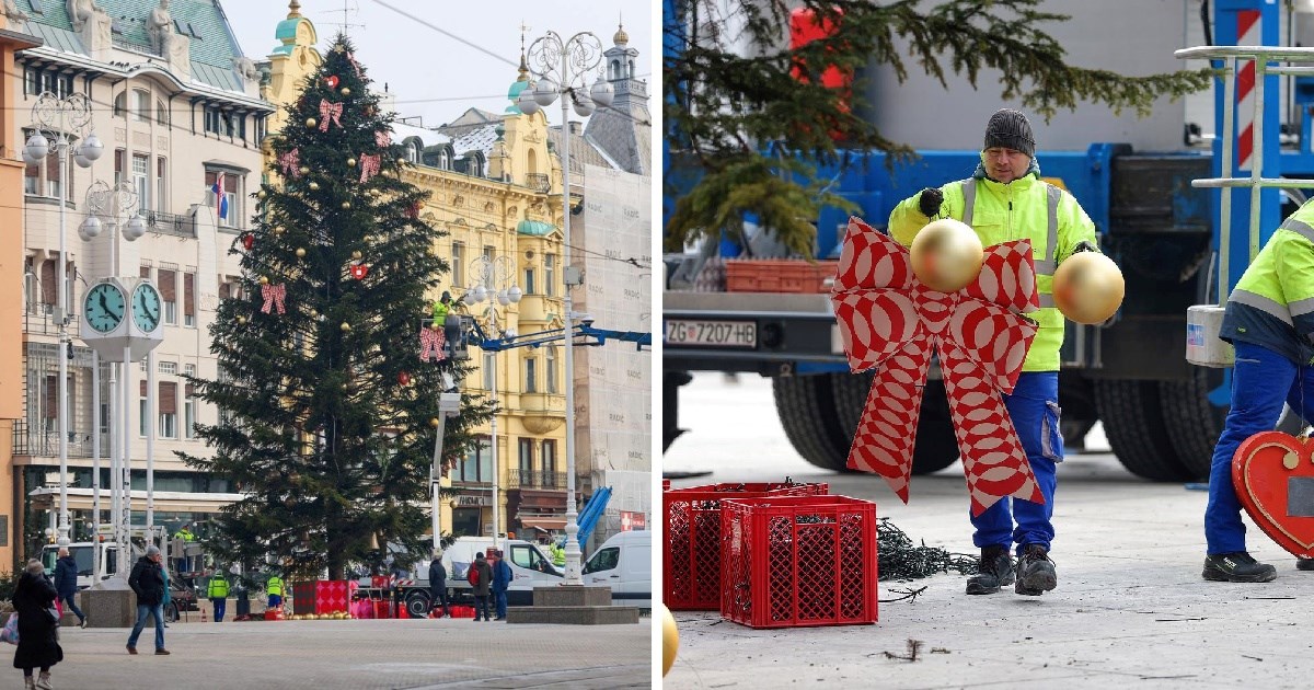 U centru Zagreba uklanjaju se blagdanske dekoracije, demontira se i najveći bor