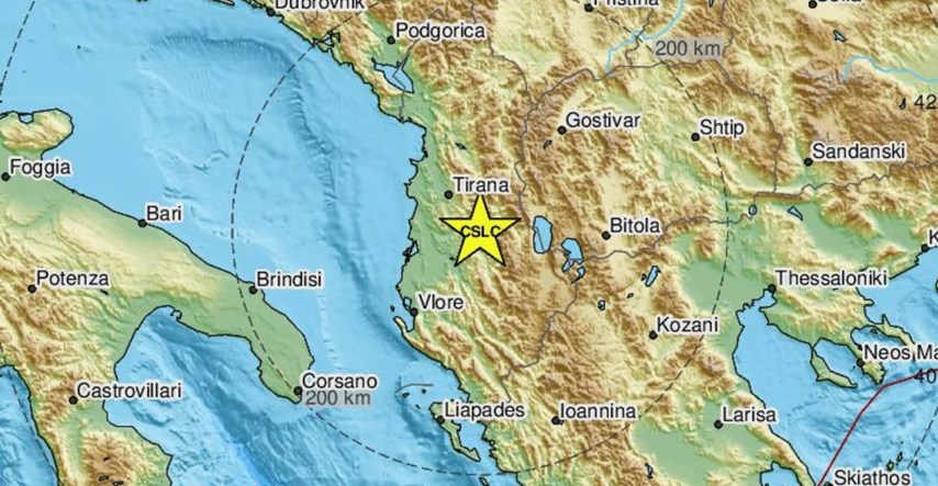 Potres u Albaniji magnitude 3.9