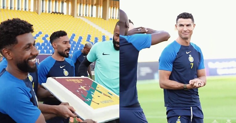 Pogledajte Ronaldovu reakciju kad su mu suigrači poklonili tortu