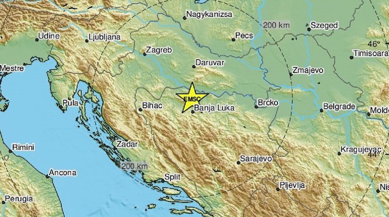 Potres jačine 3.5 u Banjoj Luci, osjetio se i u Hrvatskoj