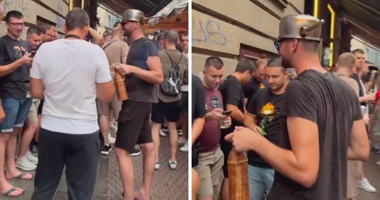 Thompsonov fan se od kiše zaštitio - loncem na glavi