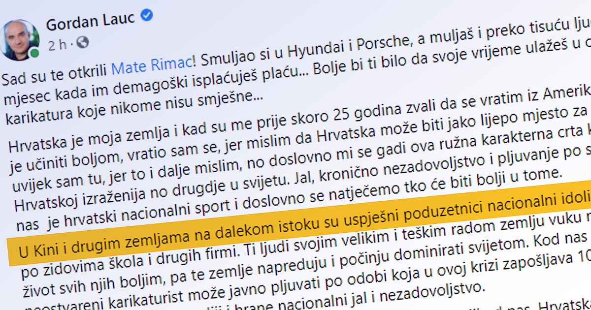 Lauc o Rimcu: Gadi mi se ovo pljuvanje po svemu