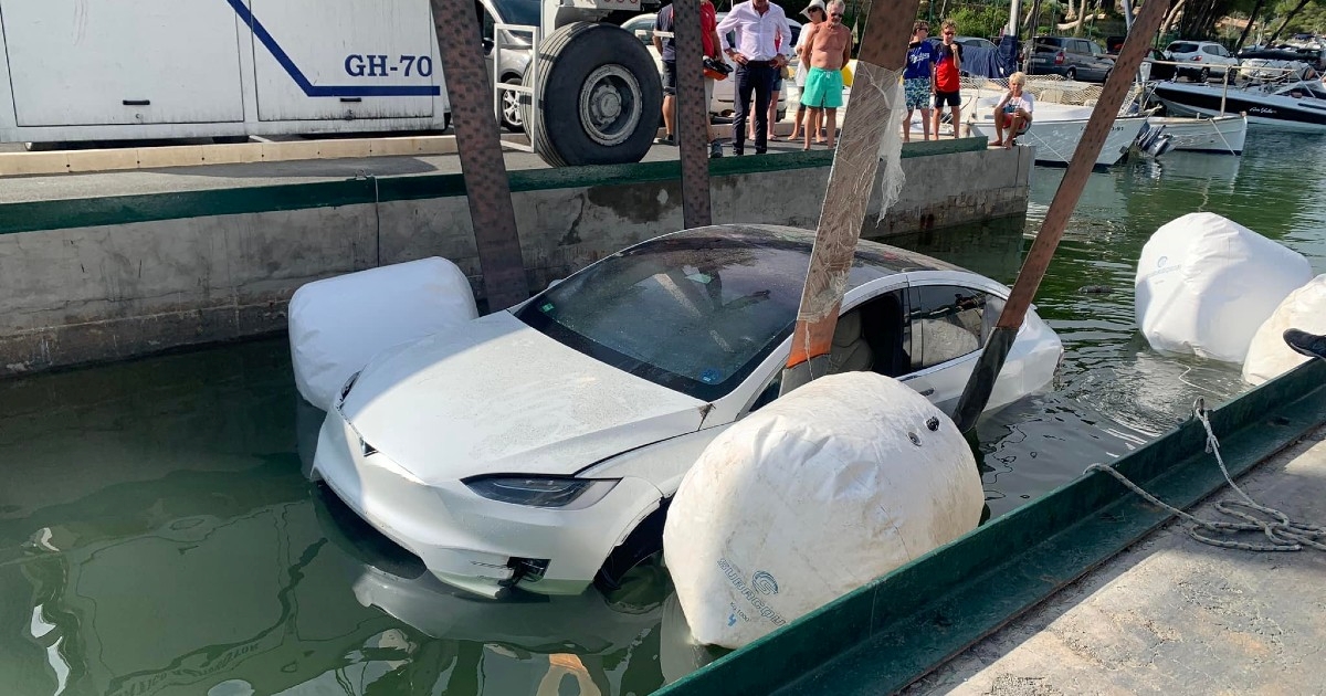 VIDEO Jedan Tesla pogodio policijski auto, drugi otklizao s ceste, a treći potonuo