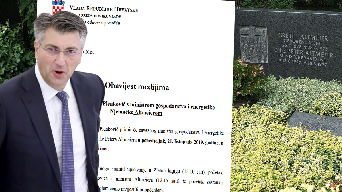 Vlada objavila da se Plenković sastaje s Nijemcem koji je umro 1977.