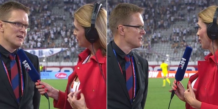 Kamere uhvatile što je Mirta Šurjak radila dok je intervjuirala trenera Hajduka