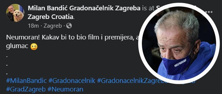 Bandić na Facebooku: Kakva bi to bila premijera, a da ne dođe glavni glumac