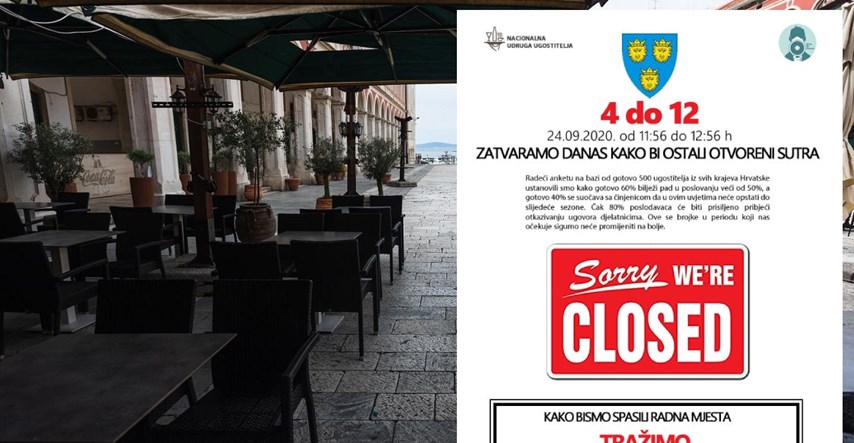 Ugostitelji u Dalmaciji najavili veliki prosvjed, zatvorit će na sat vremena