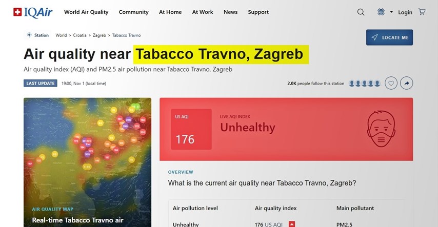 Da je Zagreb 2. najzagađeniji na svijetu "izmjerila" je stanica "Tabacco Travno"