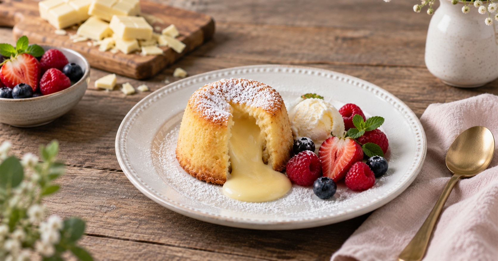 Mekani lava cake s bijelom čokoladom idealan je za posebne prilike