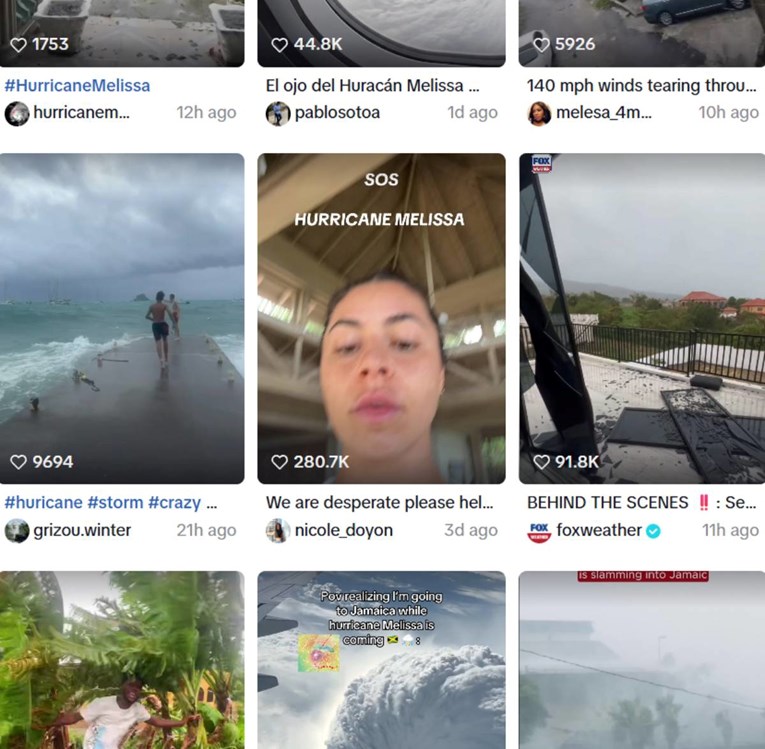 Snimke uragana Melissa preplavile TikTok, pogledajte stanje na Jamajci